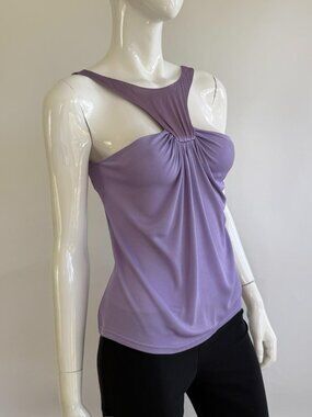 VERSACE Vintage Early 2000s Lilac Silk Draped Halter Tank Top